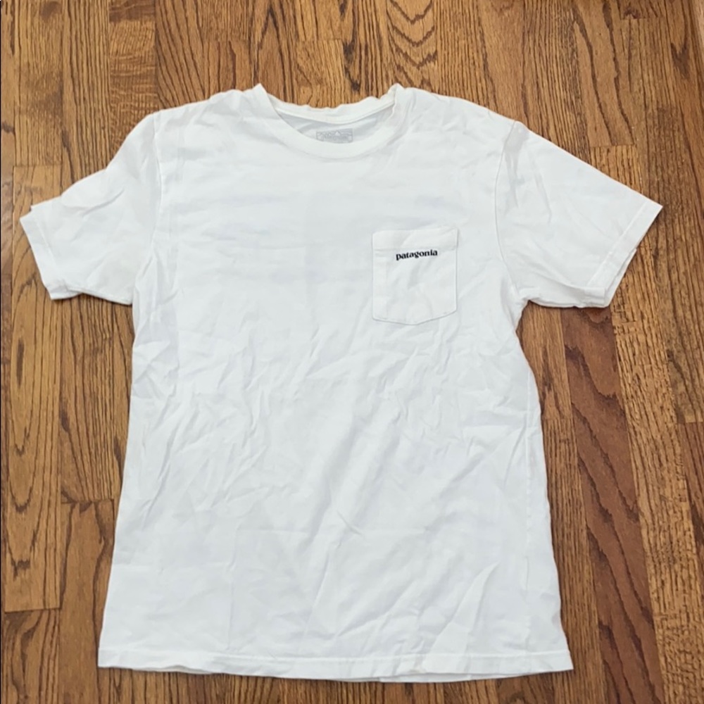 white Patagonia tshirt